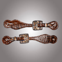 Load image into Gallery viewer, Leather Gator Print Spur Straps

