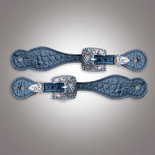 Load image into Gallery viewer, Leather Gator Print Spur Straps

